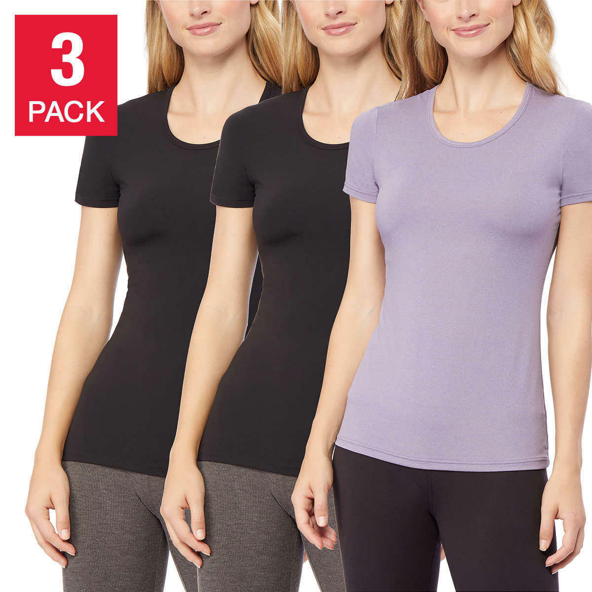 32° Degrees Ladies’ Cool Tee T Shirt, Stretch Quick Dry Fitted Anti Odor 3 PACK