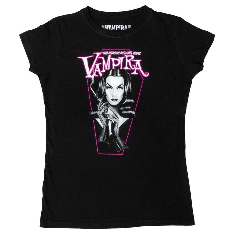 Kreepsville 666 Vampira Pink Coffin Tee Girl Fit Shirt Gothic S-M-L-XL-2XL-3XL