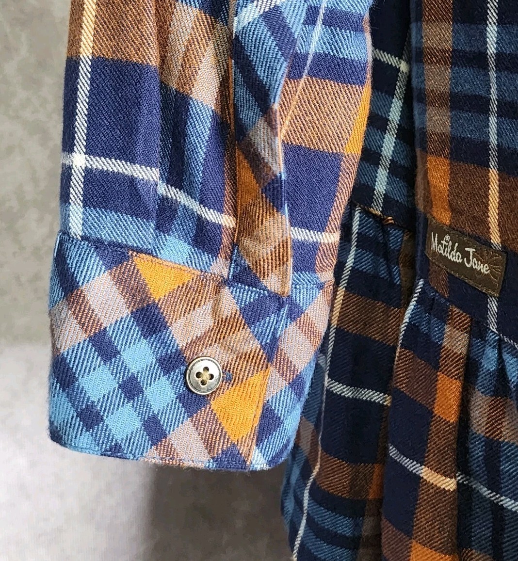 Womens Matilda Jane General Store Plaid Lightweight Flannel Tunic Top Size Large
