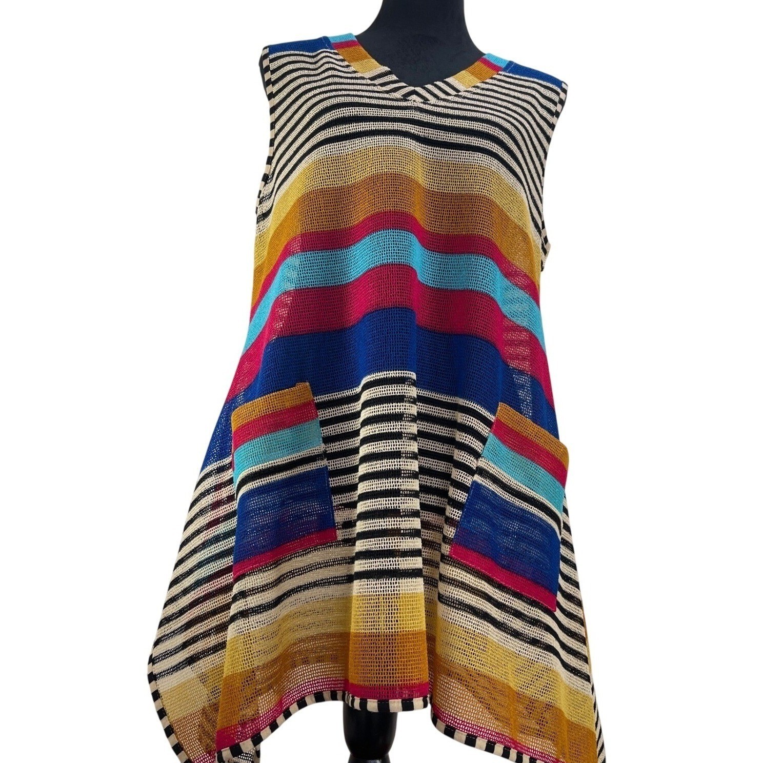 Striped Sleeveless Tunic Top Colorful Summer Beach Coverup dress boho