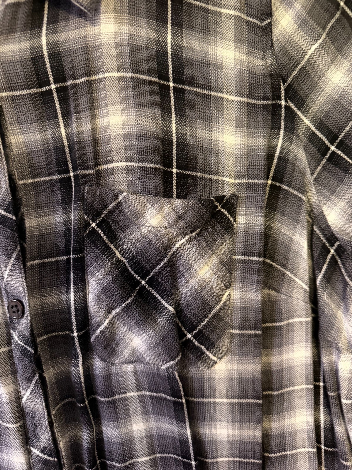 Catherines Womens Plus Size 1X Grey Plaid Button Up Long Sleeved Tunic