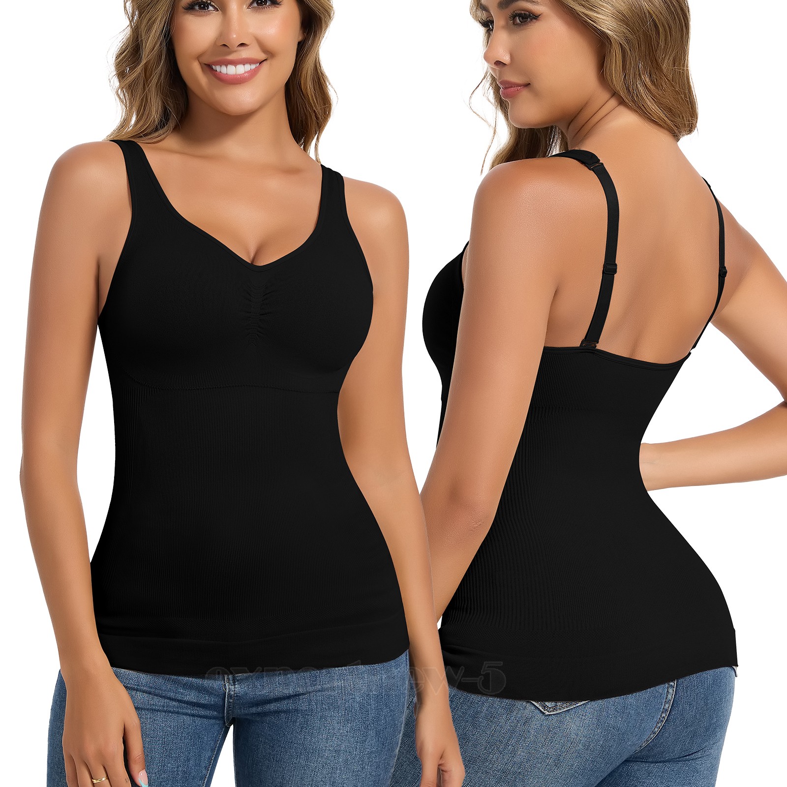 Shapewear Camisole With Built In Bras Halter Tops for Women Tummy Control Tank