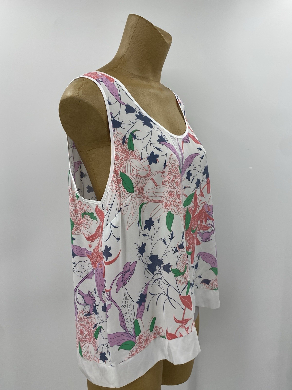 New! J Crew XL 14/16 Multicolor Floral Sateen Trim Tank Top Shirt Women Darts