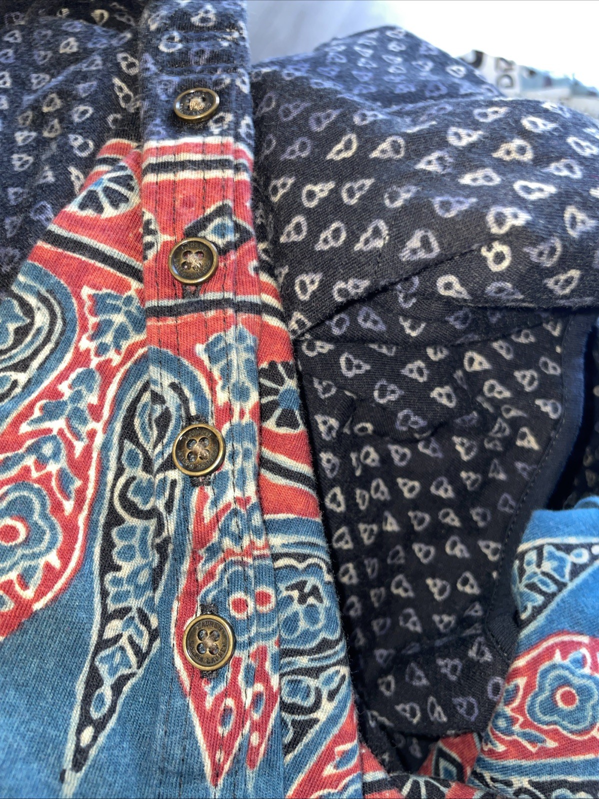 Lauren Ralph Lauren Cotton Black Graphic Dupatta Ethnic Print Comfy Top 2X