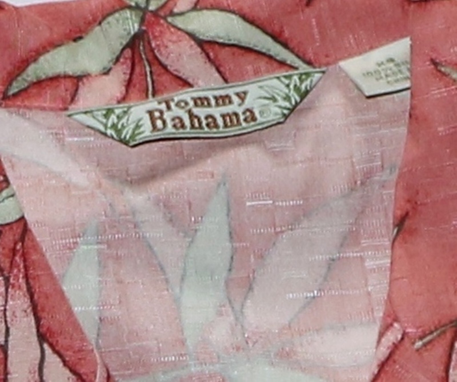 TOMMY BAHAMA Salmon Floral Silk V-Neck Blouse 37 In Chest 22.5 In Long Sz XS EXC