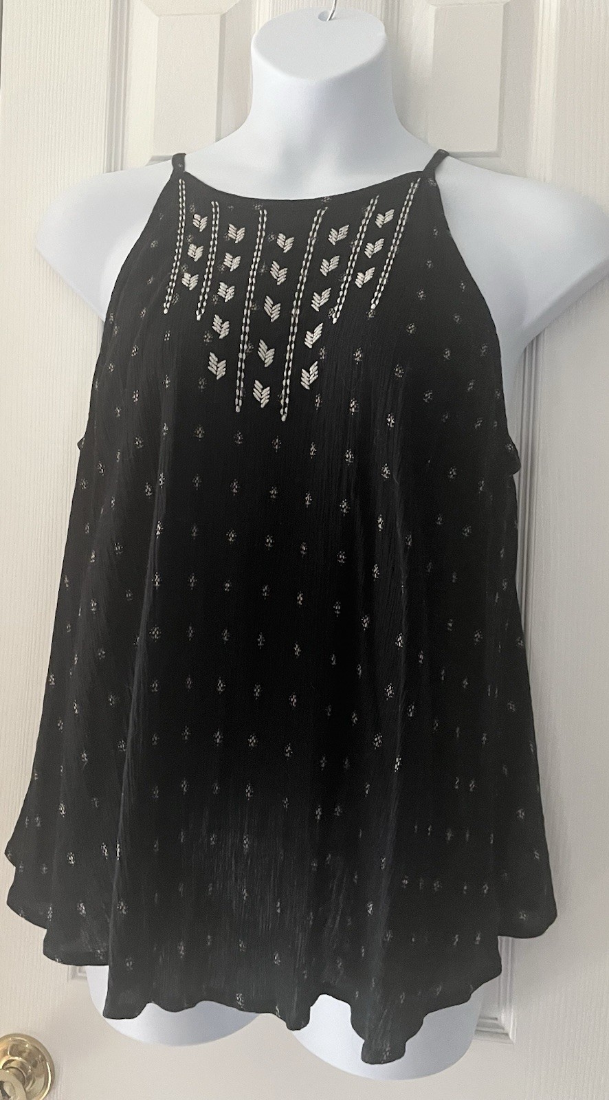 Old Navy Boho Tank Top – Plus Size 1X – Black Gauze – Semi Sheer – Relaxed Fit