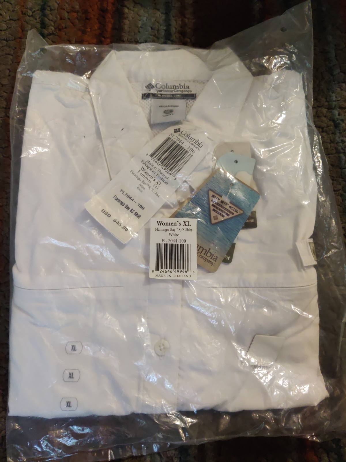 New Columbia Vented Shirt White Flamingo Bay Fishing Short Sleeve extra Large XL