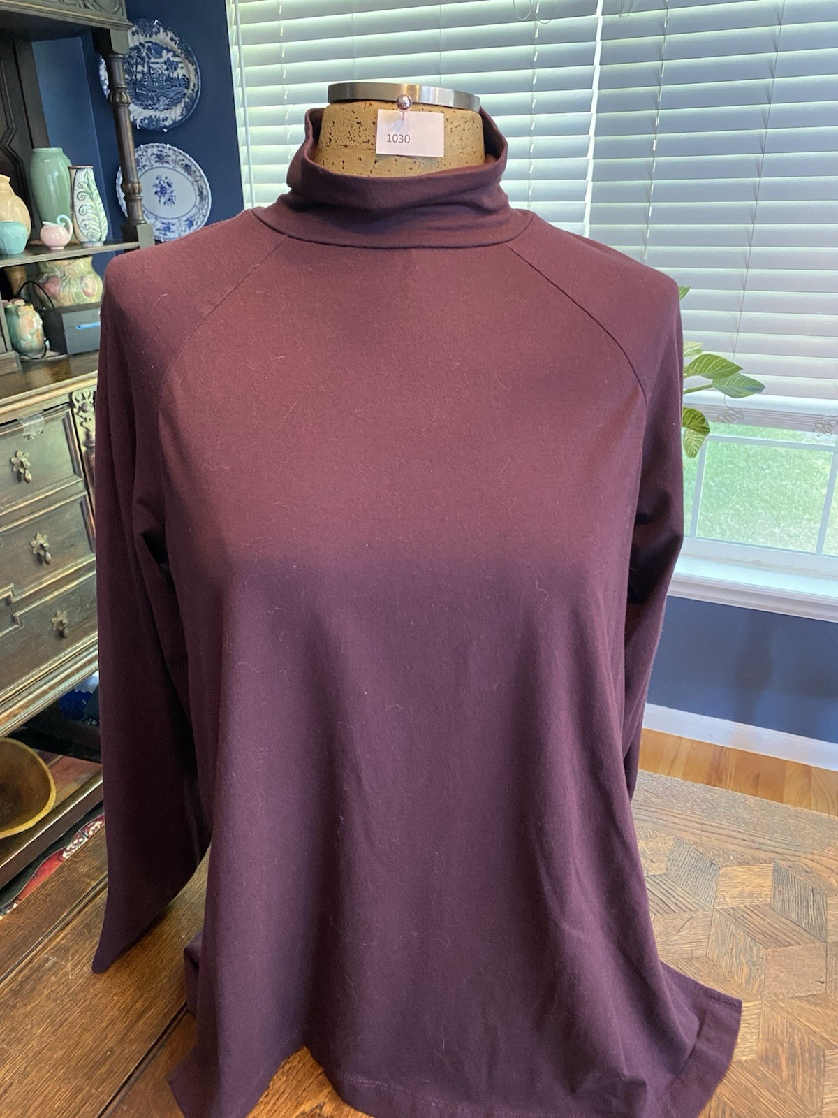 J Jill Long Sleeved Turtleneck Tunic Medium Petite. Dark Plum Color
