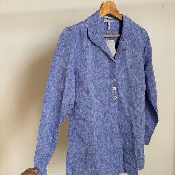 NWT Hinson Wu “Beatrice” Button-Down Linen Shirt in Cross Dyed Sz 2