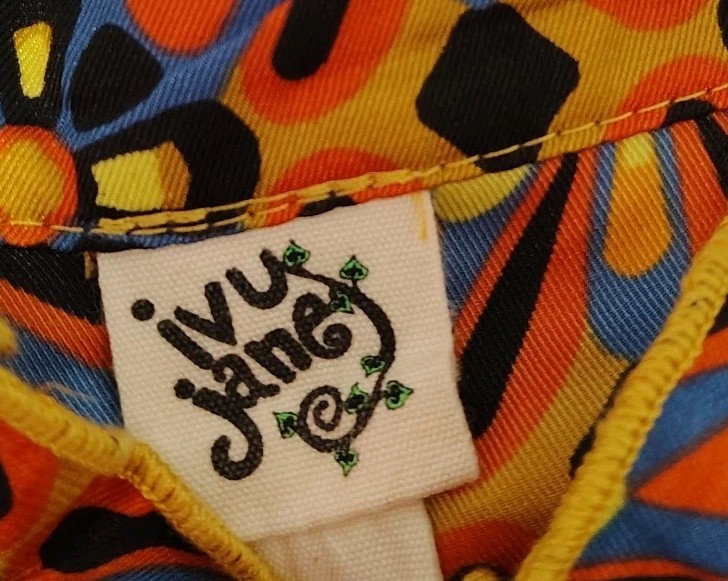 Ivy Jane Satin Top Size XL Ruffle Mock Neck & Front Colorful Artsy Womens Shirt