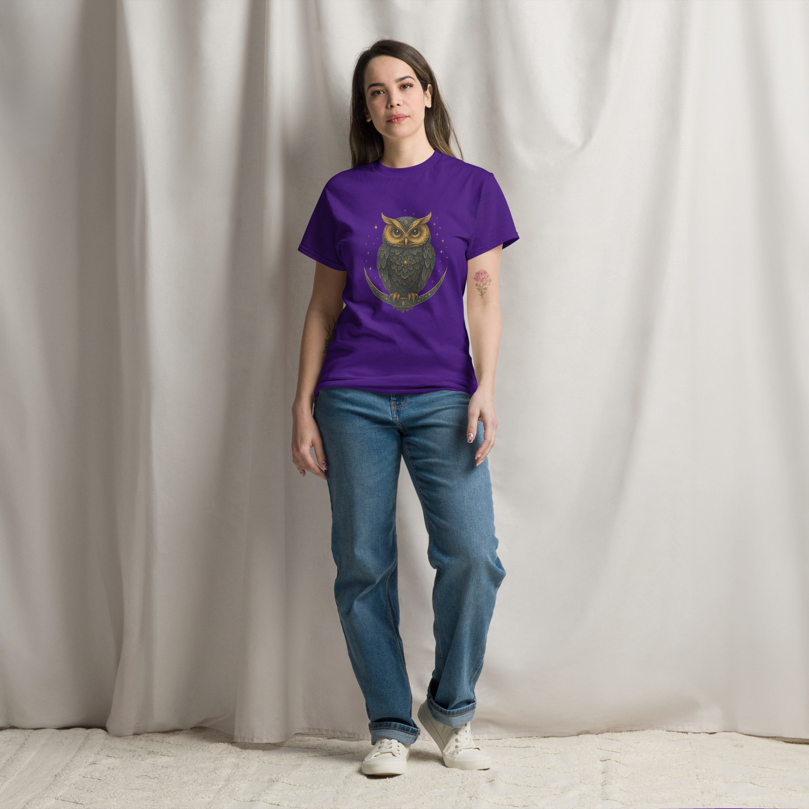 Mystical Owl Moon Shirt Gothic Celestial Vintage Boho T-Shirt Unisex Gift