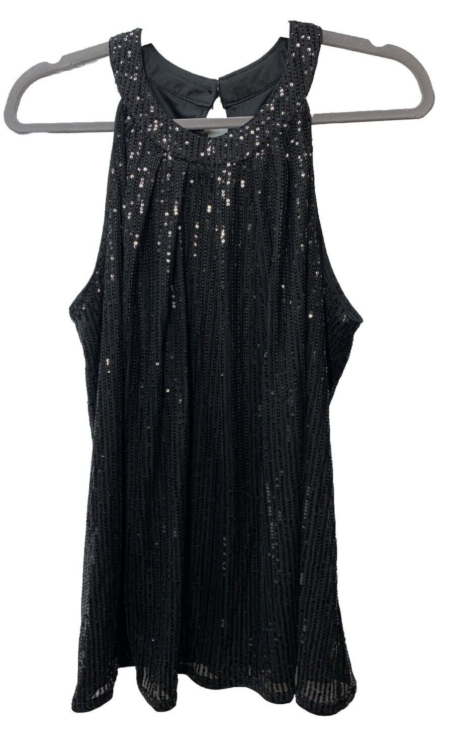 Grace Karin Black Cut In Sleeveless Sequin Front Women’s Size Large Top Black