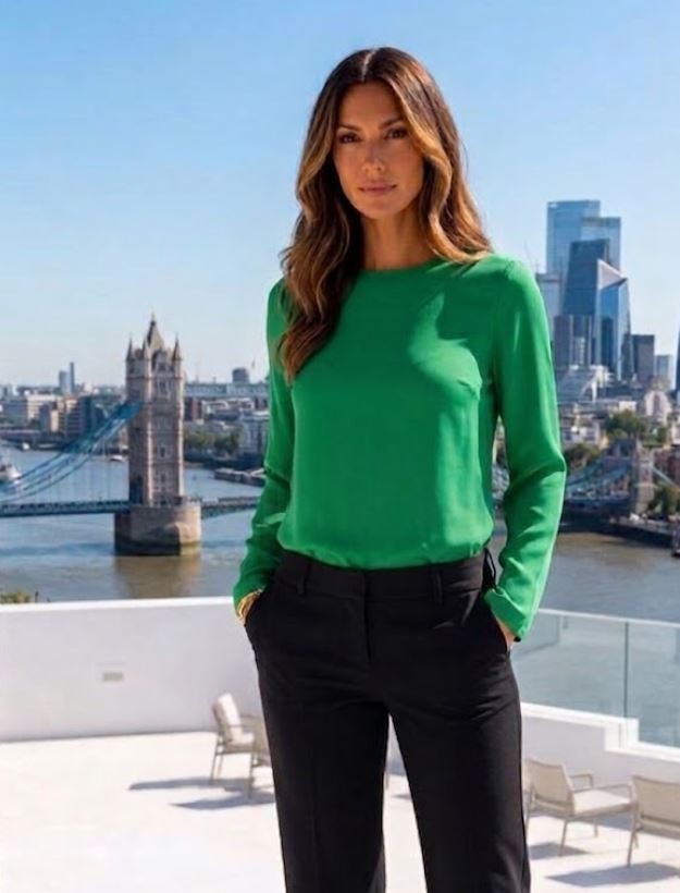 ZARA green top with faux leather trims Size XS Size 6 8 10 approx