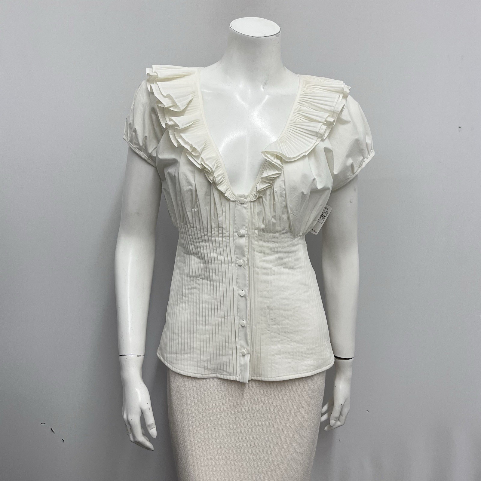 Catherine Malandrino Top Ivory Tone NWT $275.00 100% Cotton Size 8 Fits 6