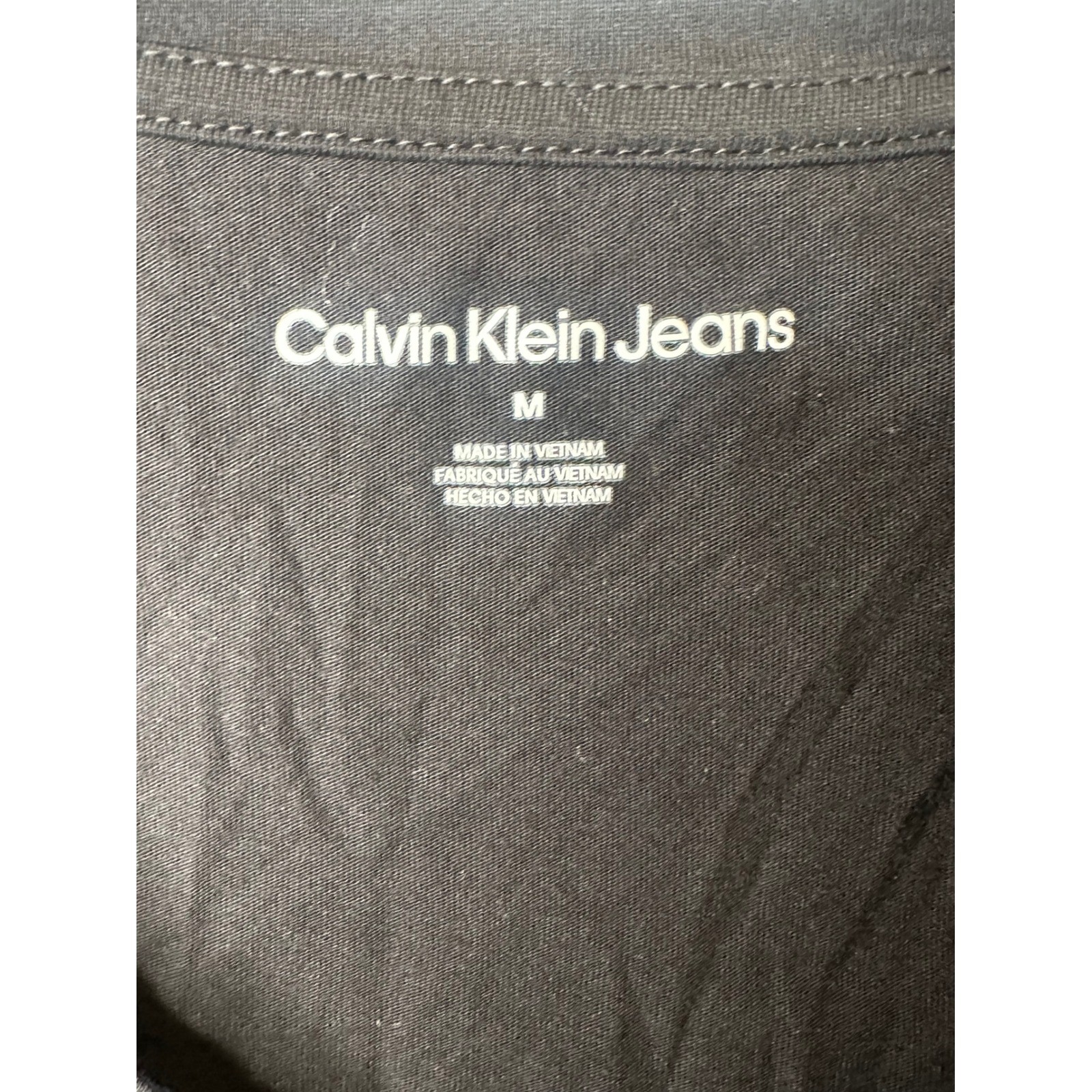 Calvin Klein Jeans Womens Black V-Neck Logo Graphic T-Shirt Medium