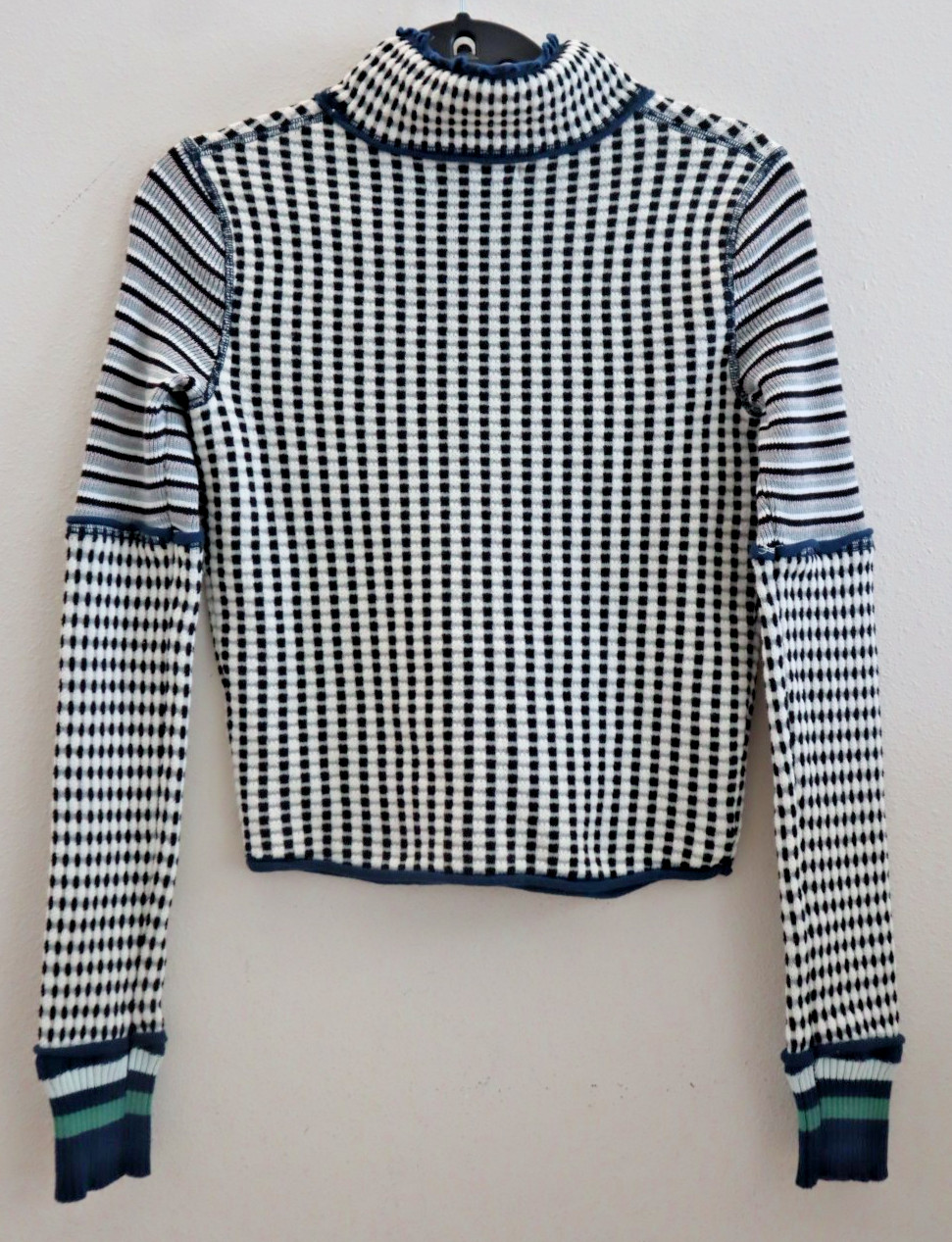 We The Free x Free People Sz XS Ivory Combo Gamer Cuff Mock Neck Sweater $98