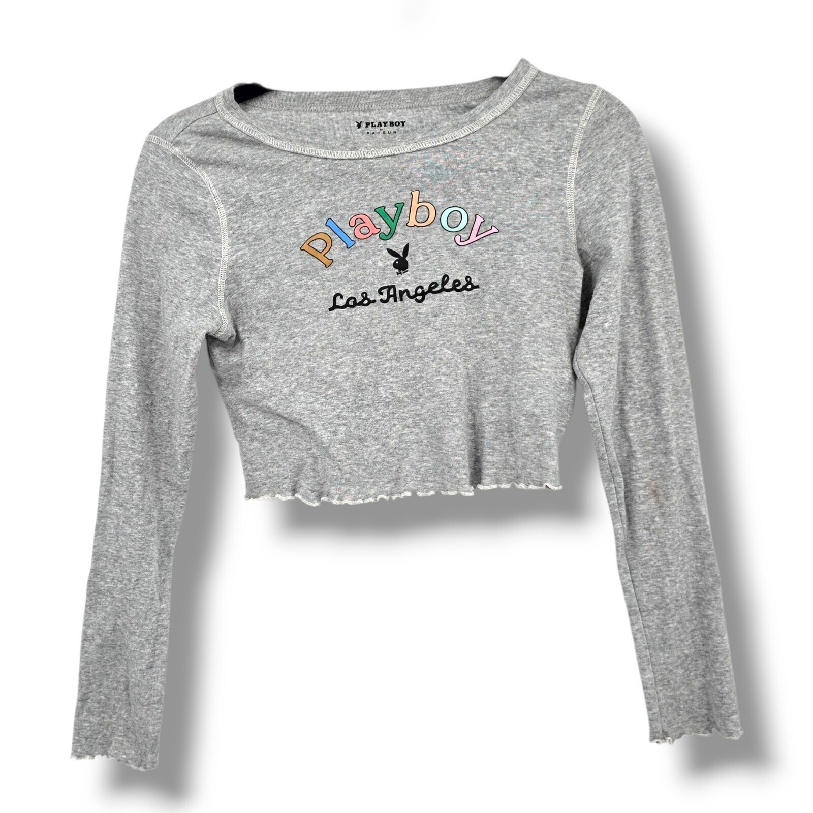 Playboy x Pacsun Crop Top Long Sleeve Los Angeles Graphic Tee S