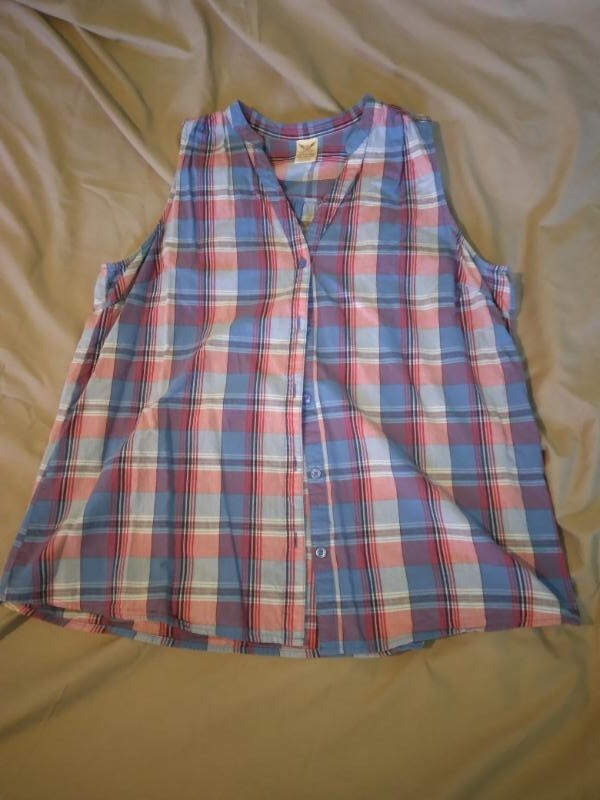 Adult XL 16 – 18 Blouse Red Blue Plaid 277031