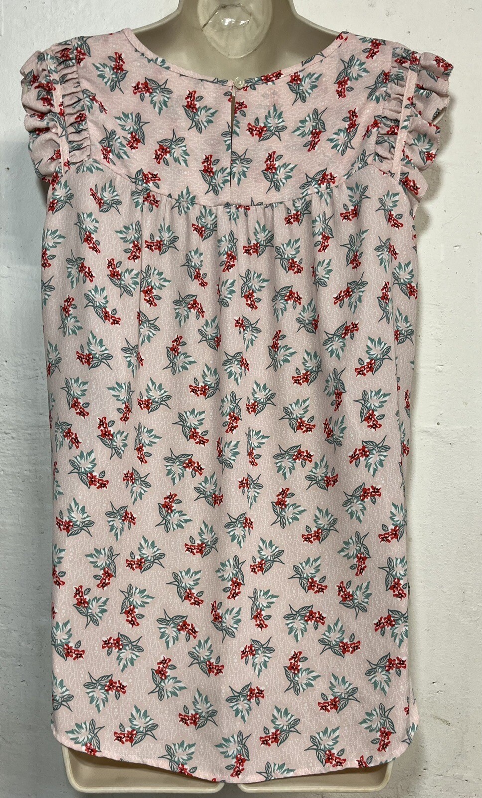 LOFT Small Sleeveless Blouse Light Pink Round Neck Top
