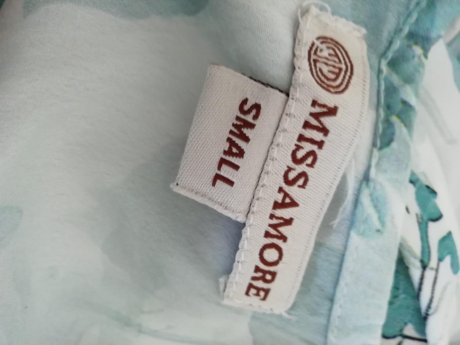 Missamore Long Shirt Top Size S Blue White Floral Back Shift Lagenlook Back Zip