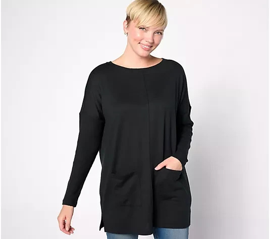 Denim & Co. Heavenly Jersey Regular Relaxed Fit Boatneck Tunic NWT A630346