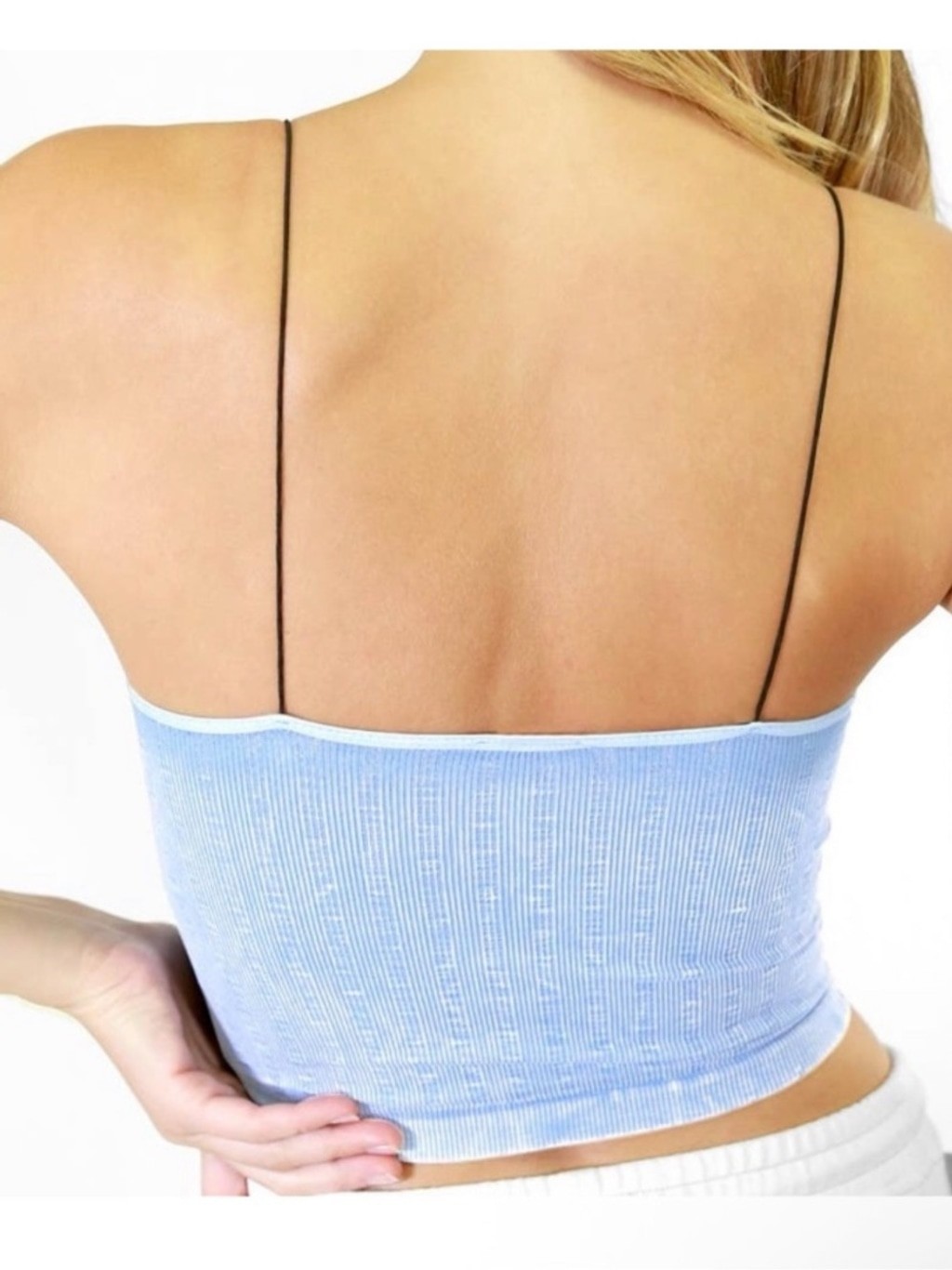 Nikibiki Ice Blue Seamless Ribbed Crop Cami One Size XS S M L Stretch Tank