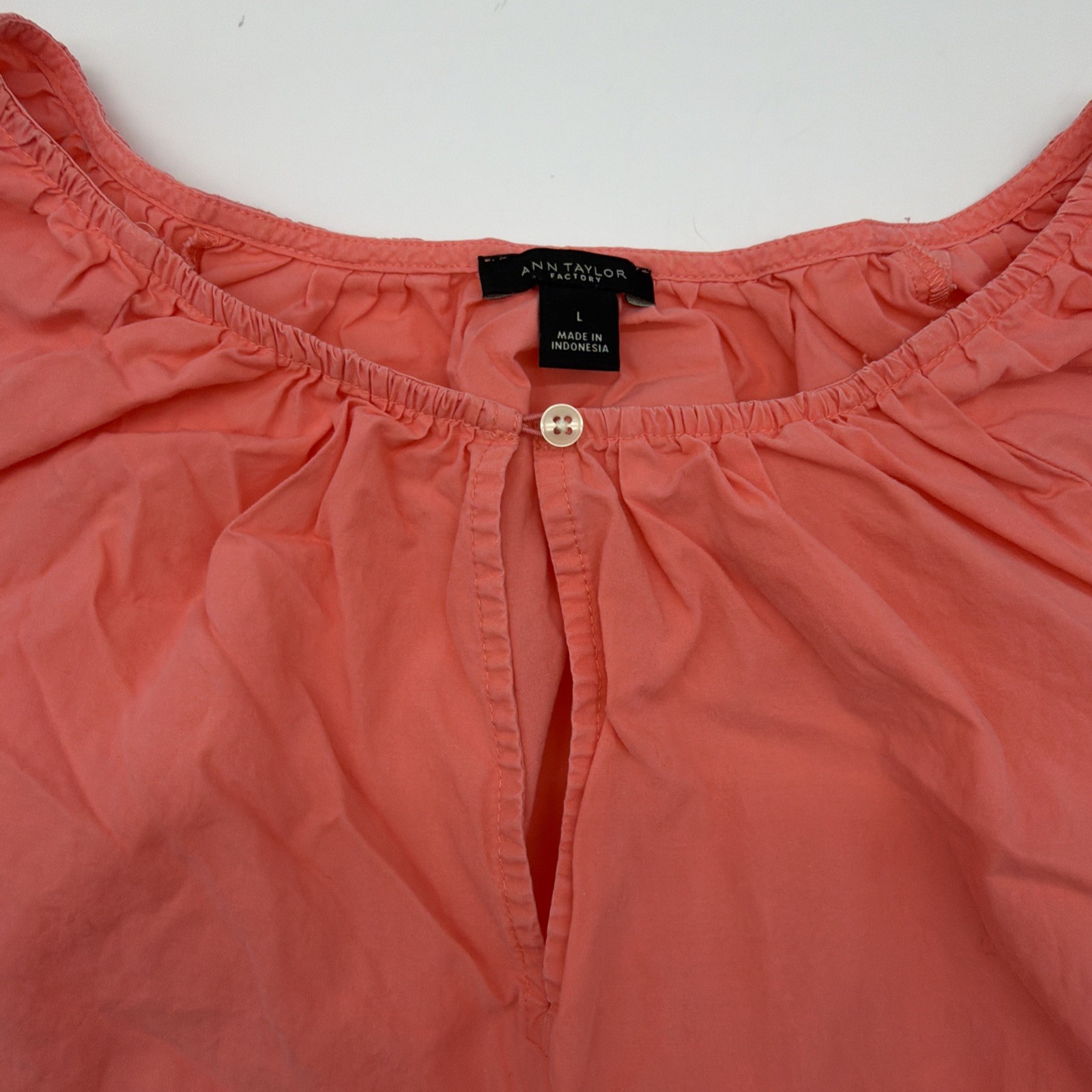 Ann Taylor Factory Blouse Women L Orange Solid .#37911