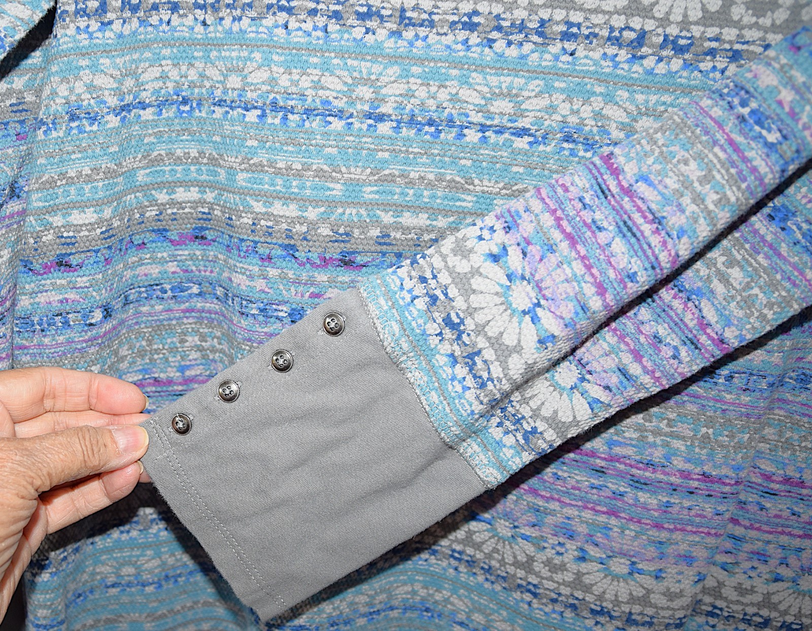 J.Jill Fair Isle Thermal Decorative Cuffs Pockets Boatneck Top Tunic Medium Tall