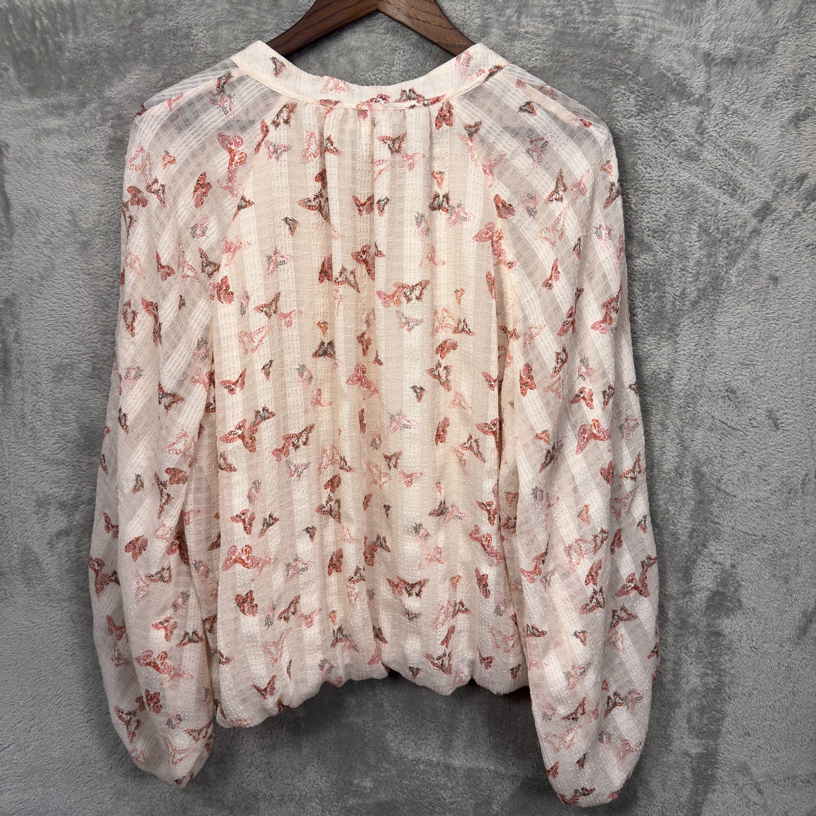 Womens Chiffon Overlay Butterfly Peasant Blouse 18/20 Bubble Hem Fairy Romantic