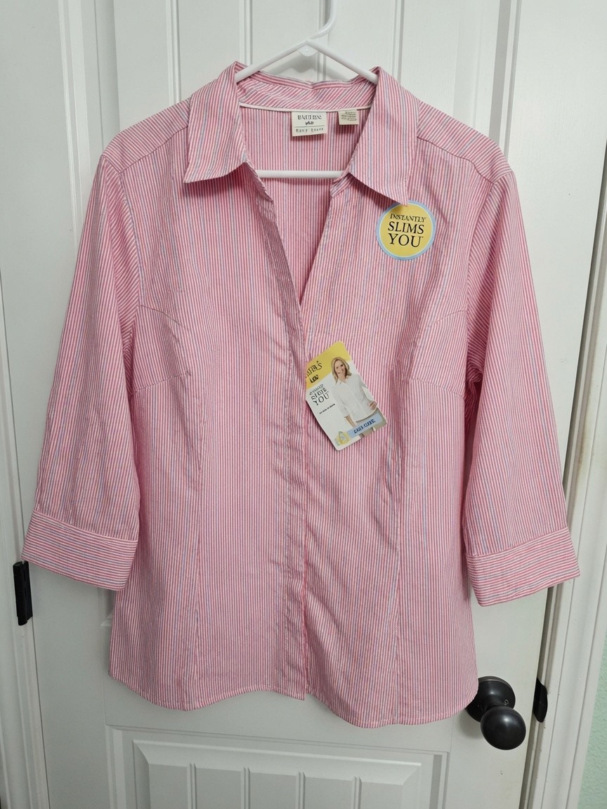 Lee Riders Blouse Top Womens Size XXL Easy Care 3/4 Sleeve Length Button Front