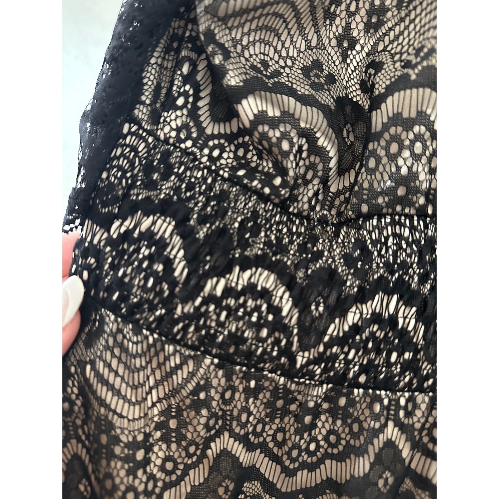 Style & Co Black Lace Empire Waist V-Neck Tunic Top XL Whimsigoth Event LBD