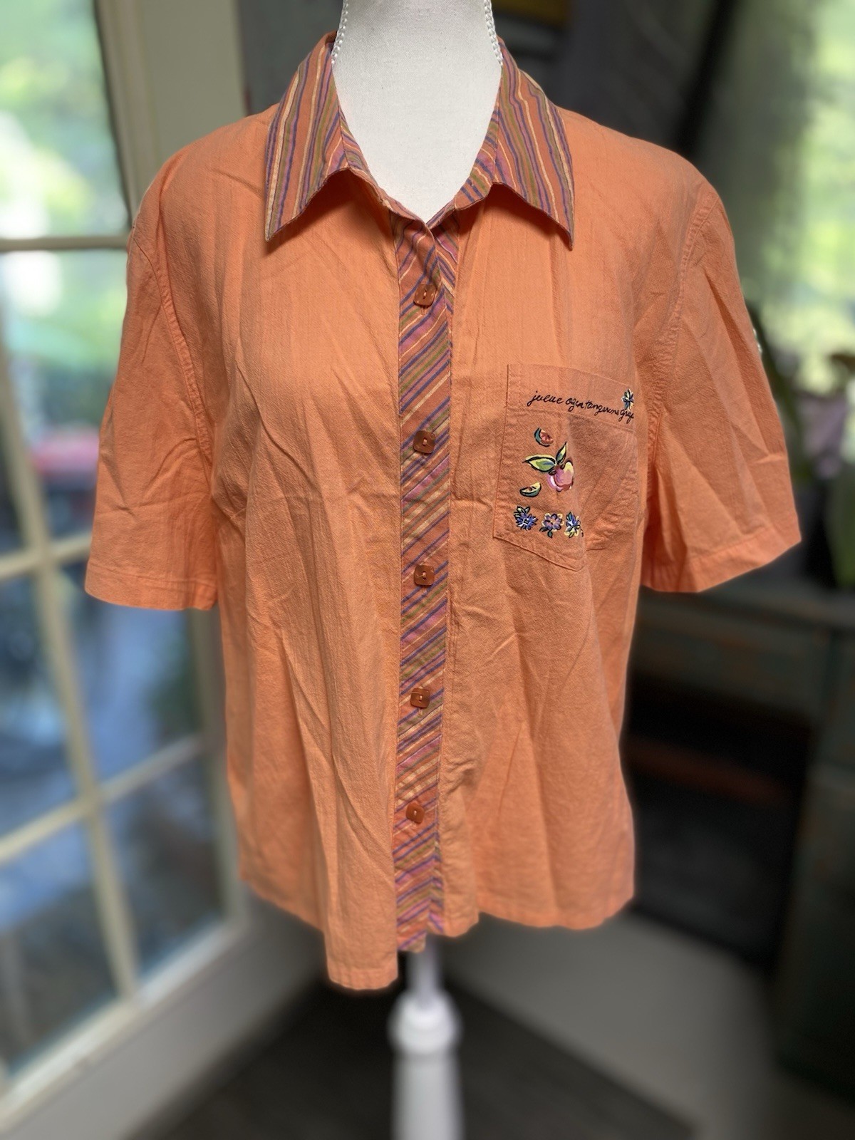 Napa Valley Women’s Button Up Short Sleeve 100% Cotton Shirt XL (T)