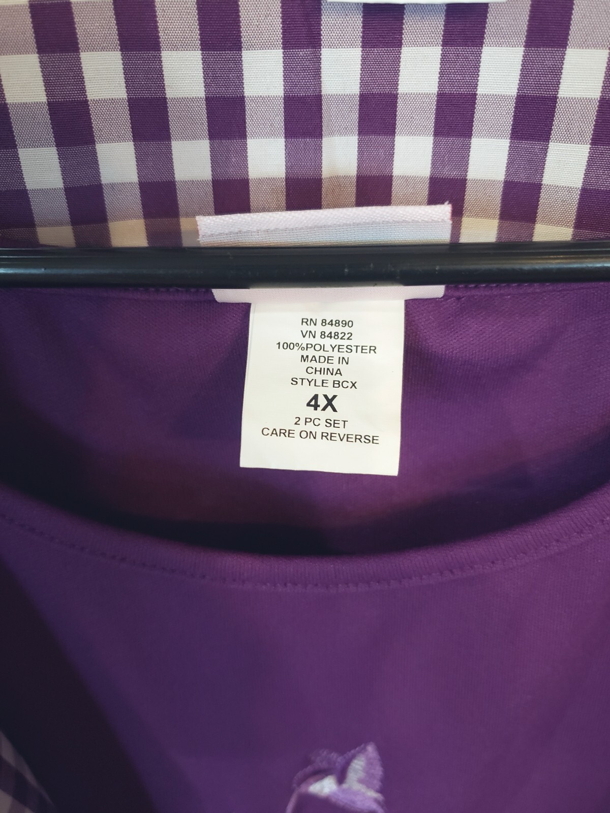 4XL American Sweetheart 2-Piece Women Purple Check Tank Button Up Top Shirt 4X