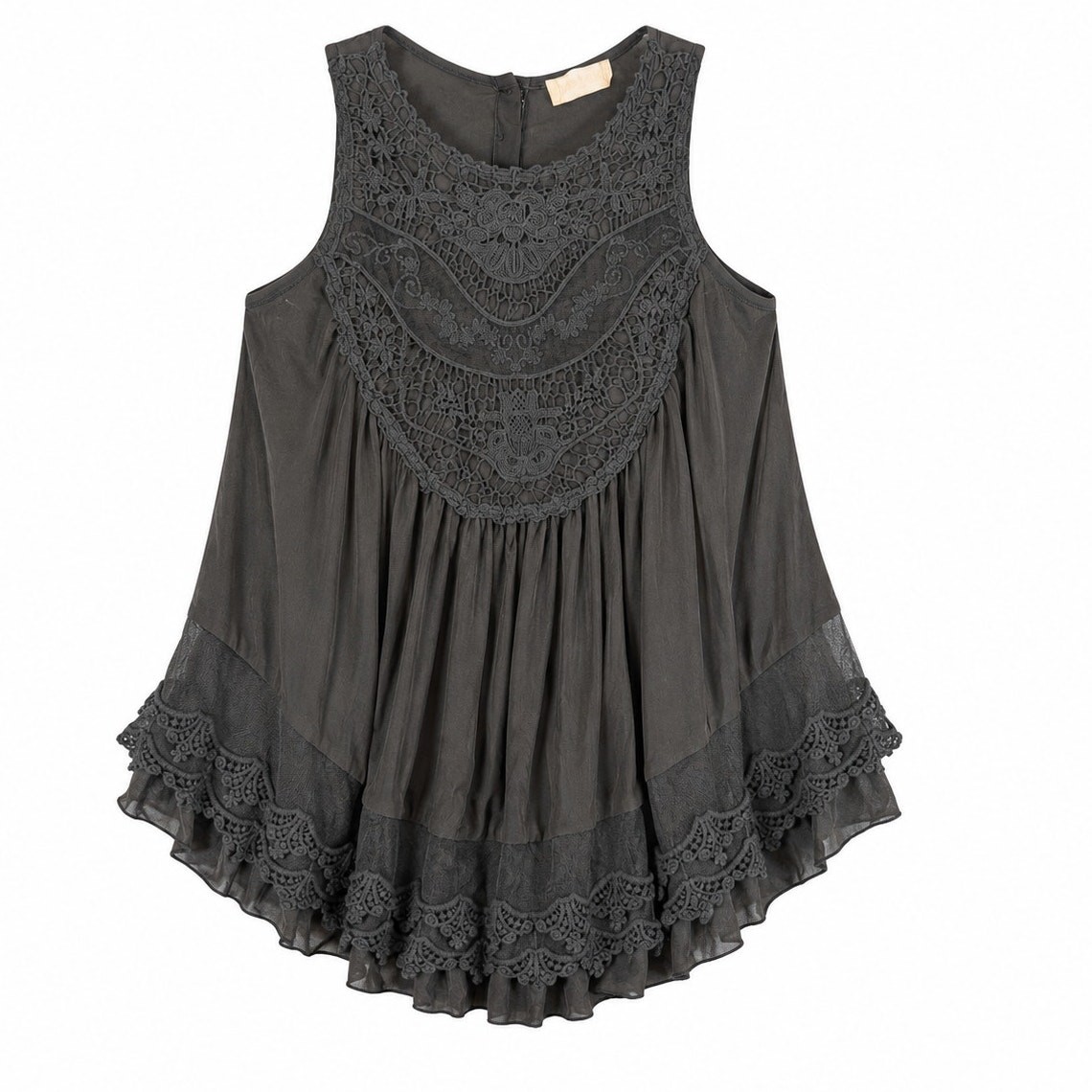 Altar’d State Black Lace Sleeveless Boho Blouse Medium
