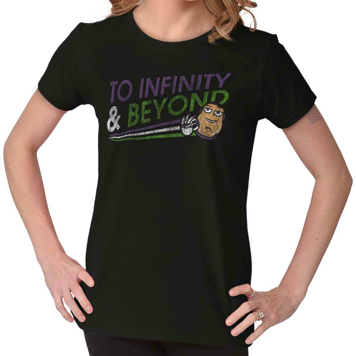 Funny To Infinity and Beyond Blunt Spaceman Womens Top Junior Graphic Tee