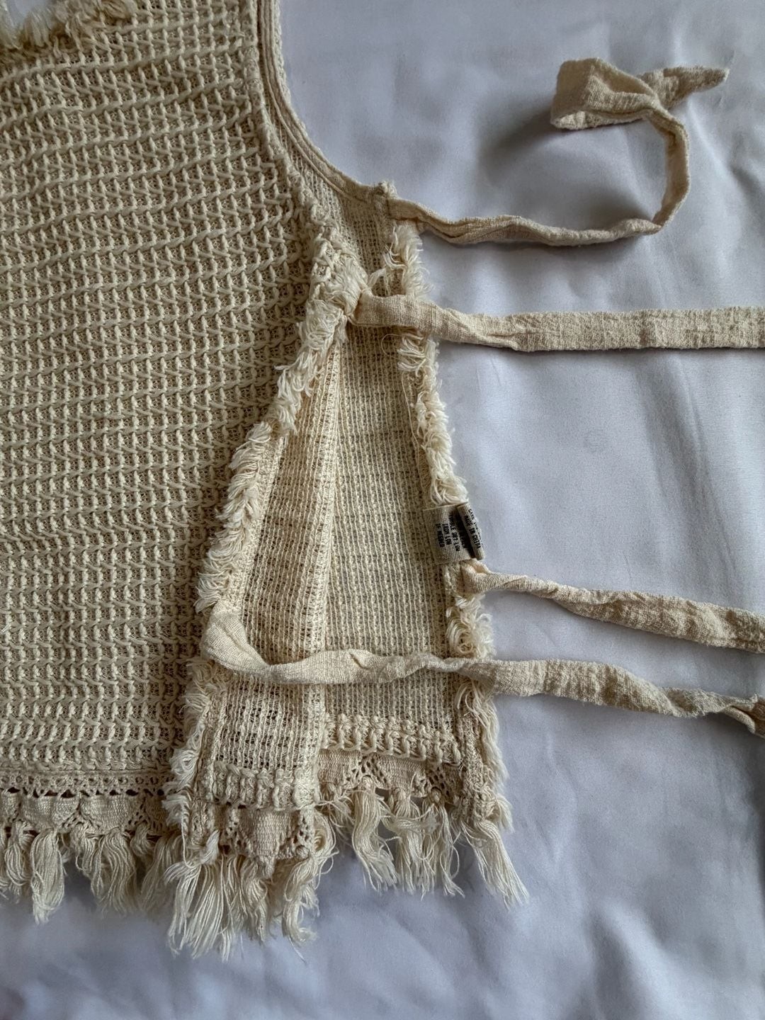 Moon River Boho Crochet Fringe Tank Top M Y2K Hippie Festival Beach Cover Up