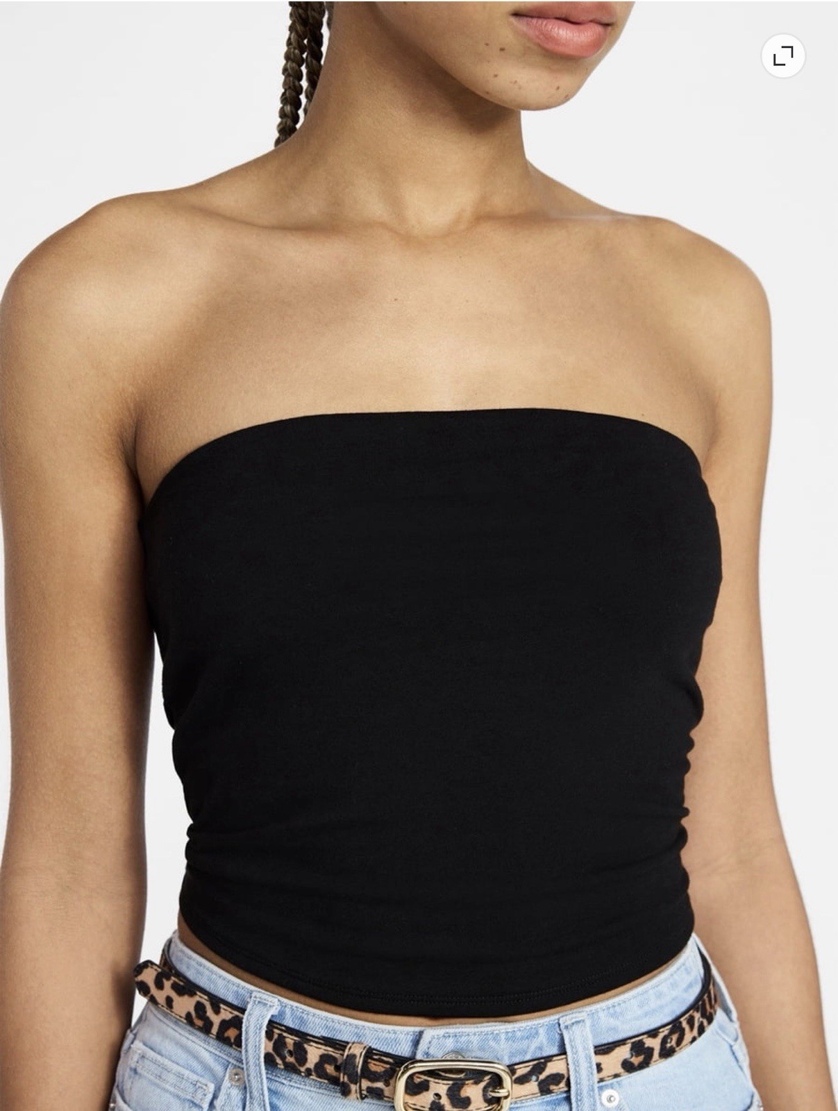 No Boundaries Black Cropped Cotton Tube Top Size L (US) 16-18 (UK)