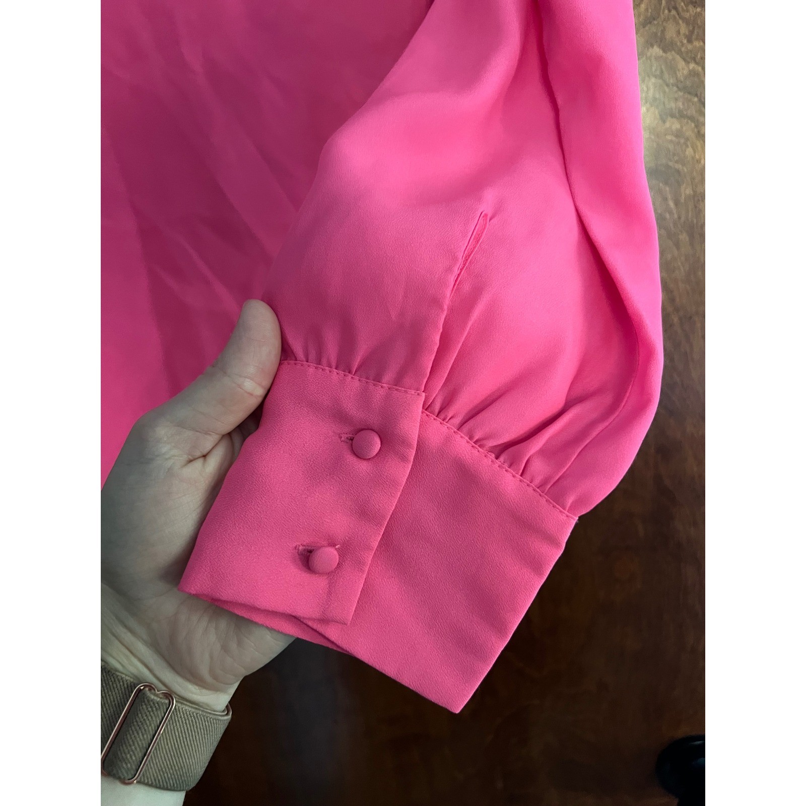 J.Crew Blouse Womens Medium Hot Pink Long Sleeve Keyhole Back Top