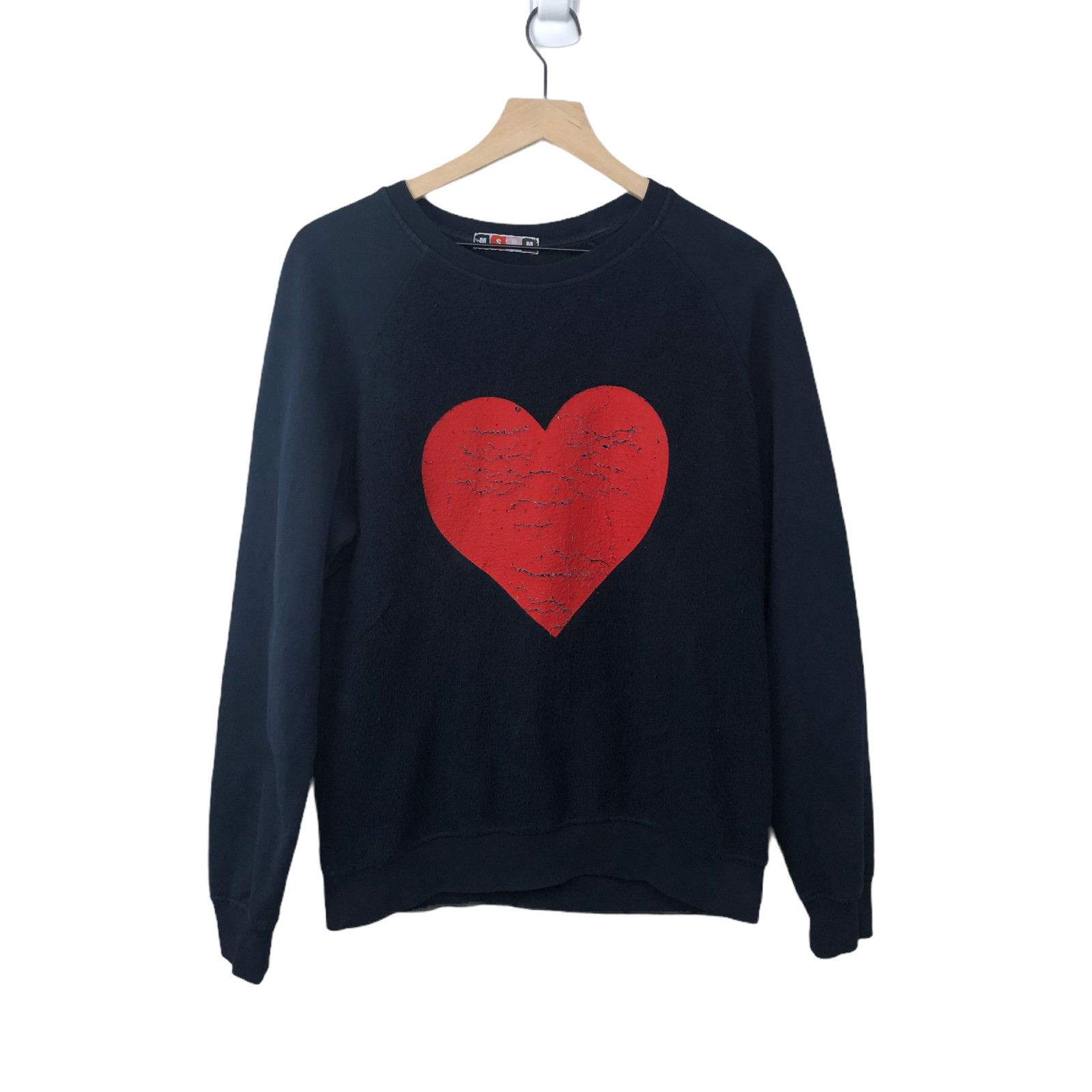 MSGM Love Heart Sweatshirt Navy Blue Women’s Size M Made in Italy