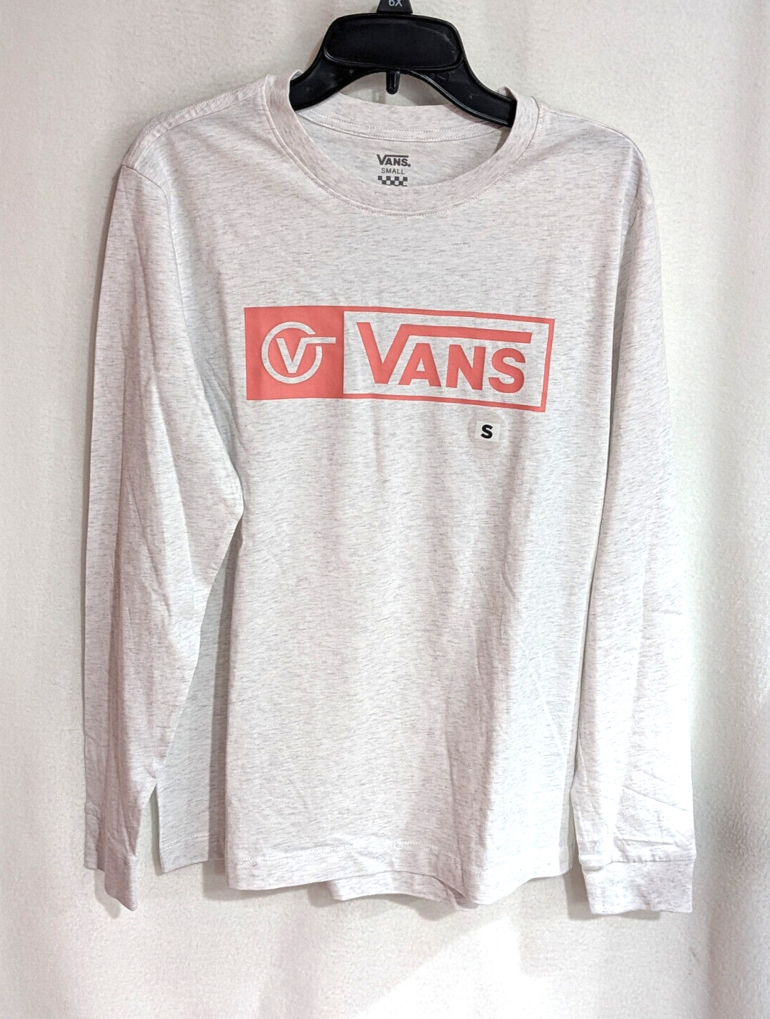 Vans Juniors’ Light Grey Heather Circle Tab Long Sleeve Tee (VN0A7Y1015P) Size S