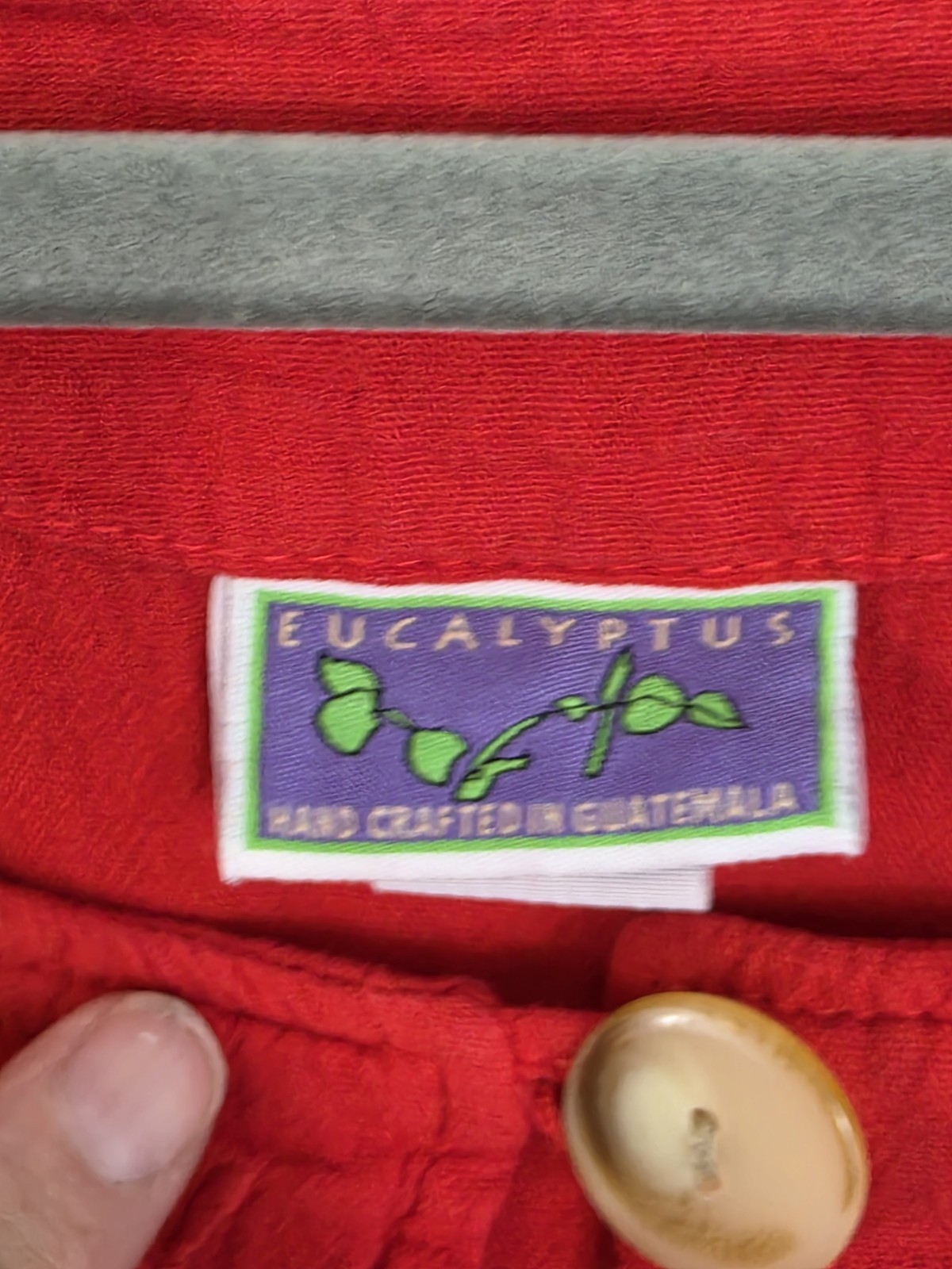 EUCALYPTUS Women’s L Red 2 button Jacket Embroidery Handmade Cotton Boho