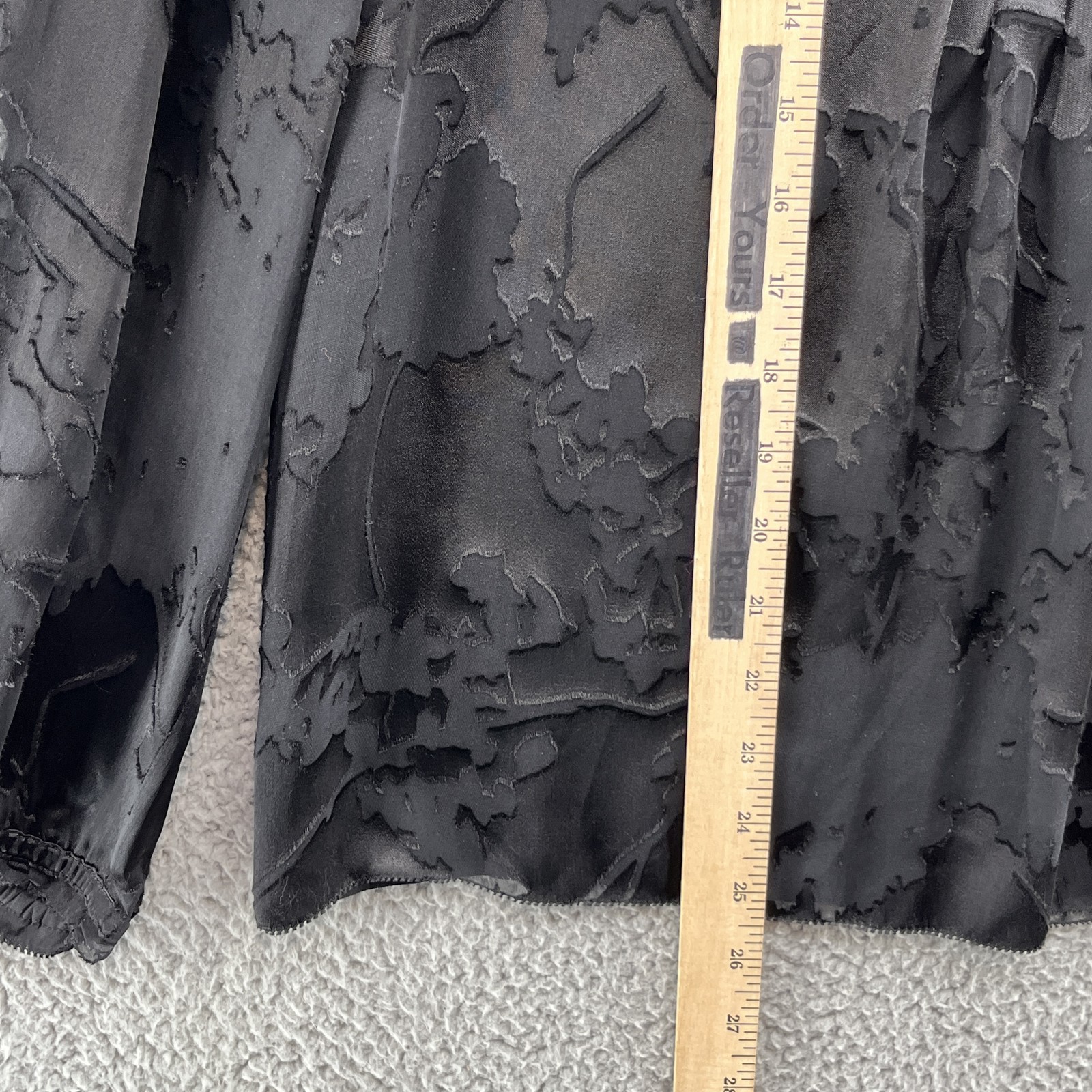 Diane Von Furstenberg Blouse Womens 8 Black Annalise Top Sheer Burnout Silk Goth