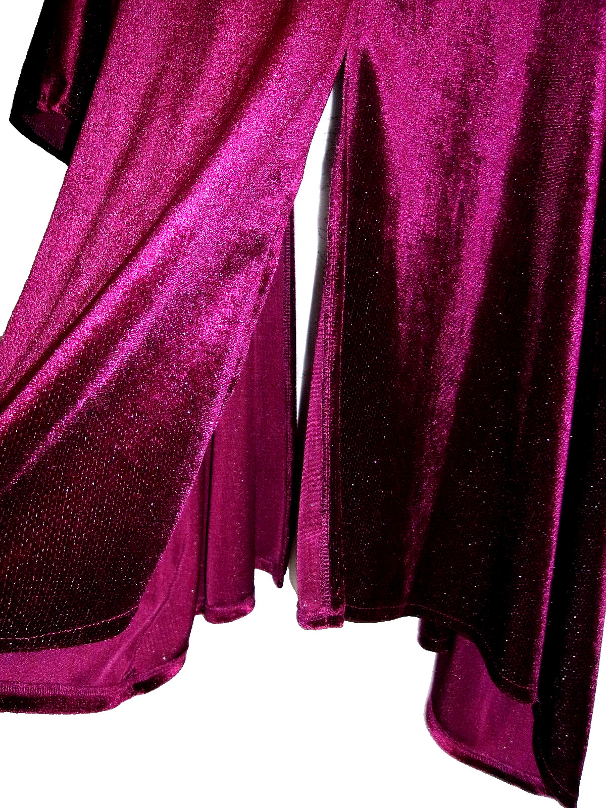 Madden NYC Women Velvet Topper Cardigan One Size Maroon Boho Sparkle Velour Boxy