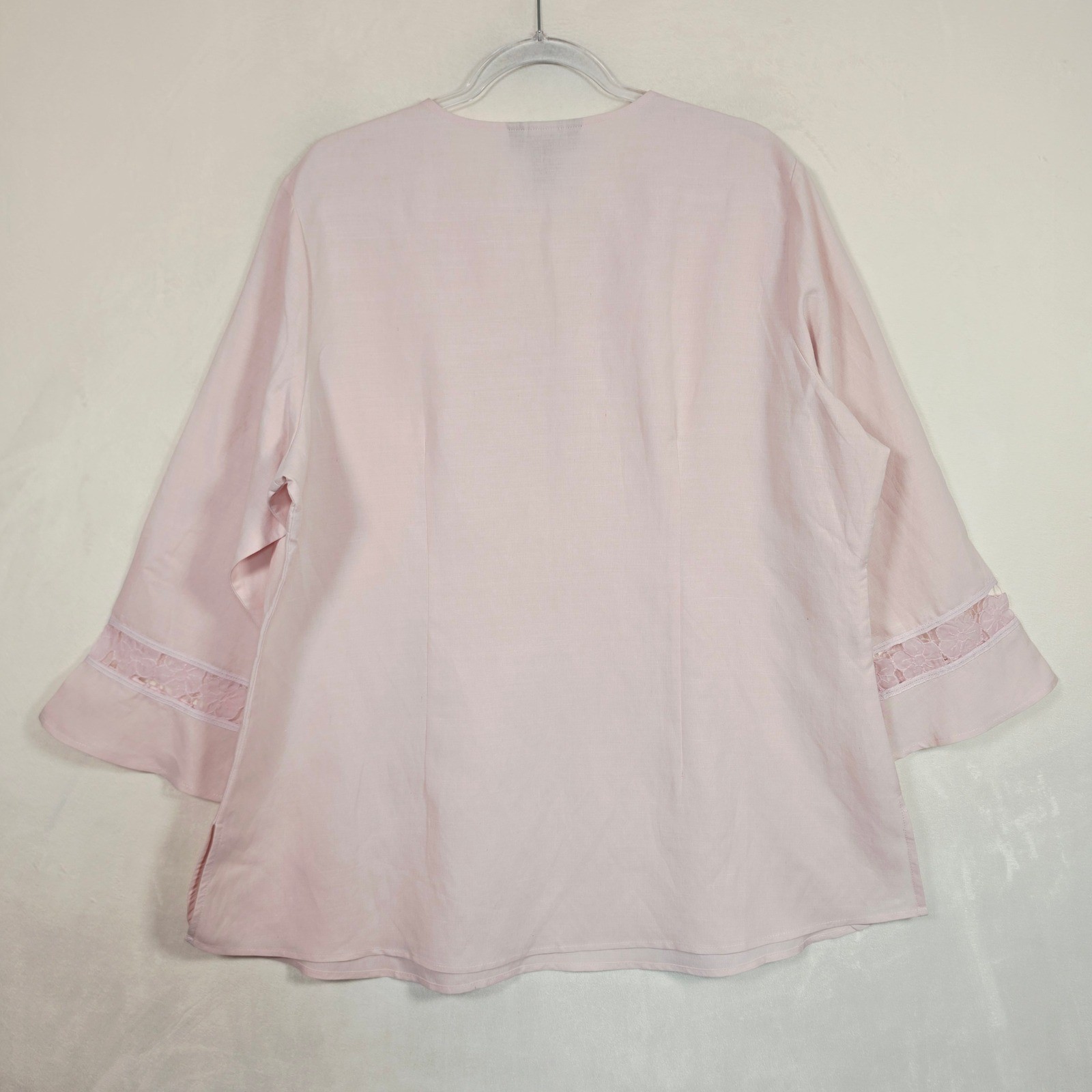 Silkland Woman Silk Linen Tunic Blouse Women’s 2X Pink Boho Lace Lightweight