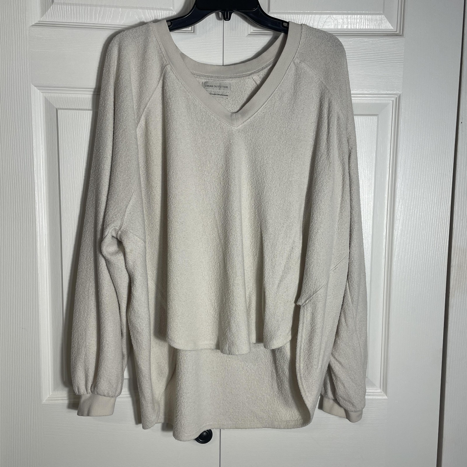 Urban Outfitters Terrycloth Oversized Shirt Women Large Beige High Low Soft Top