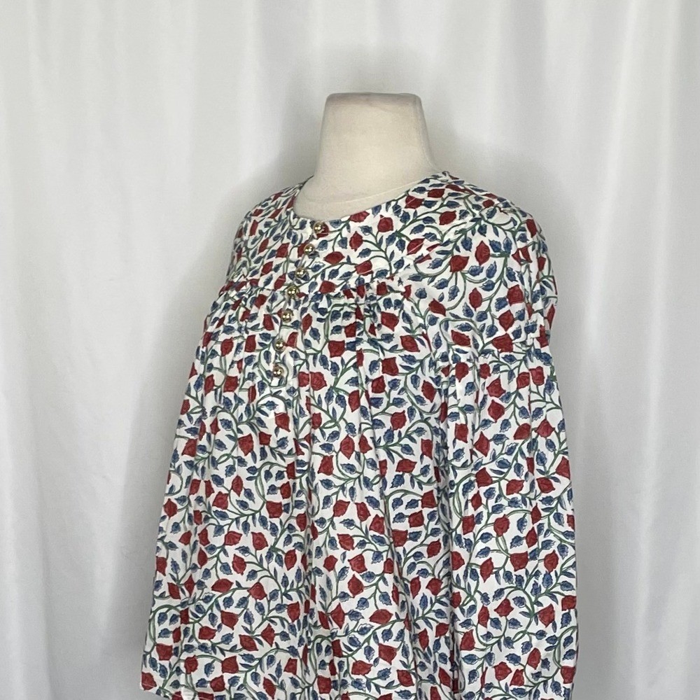 NWT!! J. CREW Shirred Popover Top Blouse Rosewood Floral Preppy Buttons X-Small