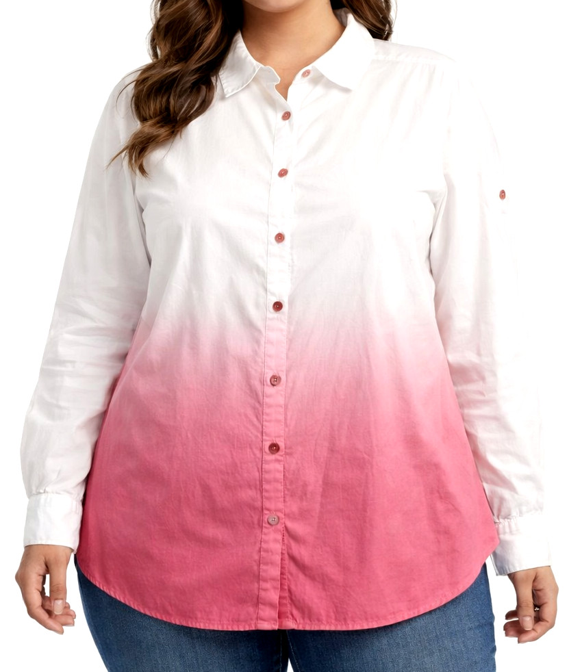 NWT Large ISAAC MIZRAHI Tie Dipped Roll Tab Sleeve