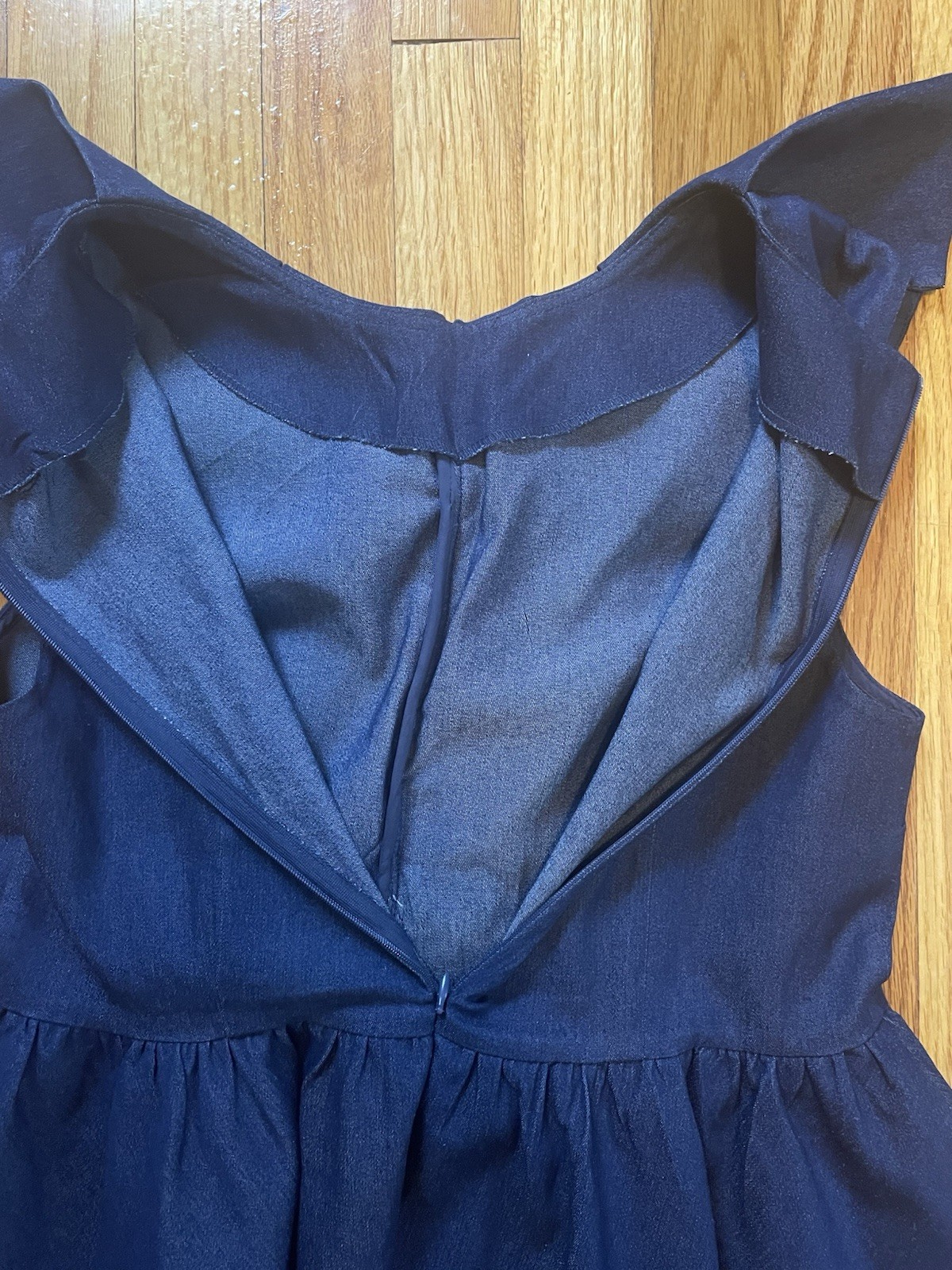 STYLEWE Dark Wash Denim Sleeveless Ruffle Peplum Zipper Top Women’s Size S/M