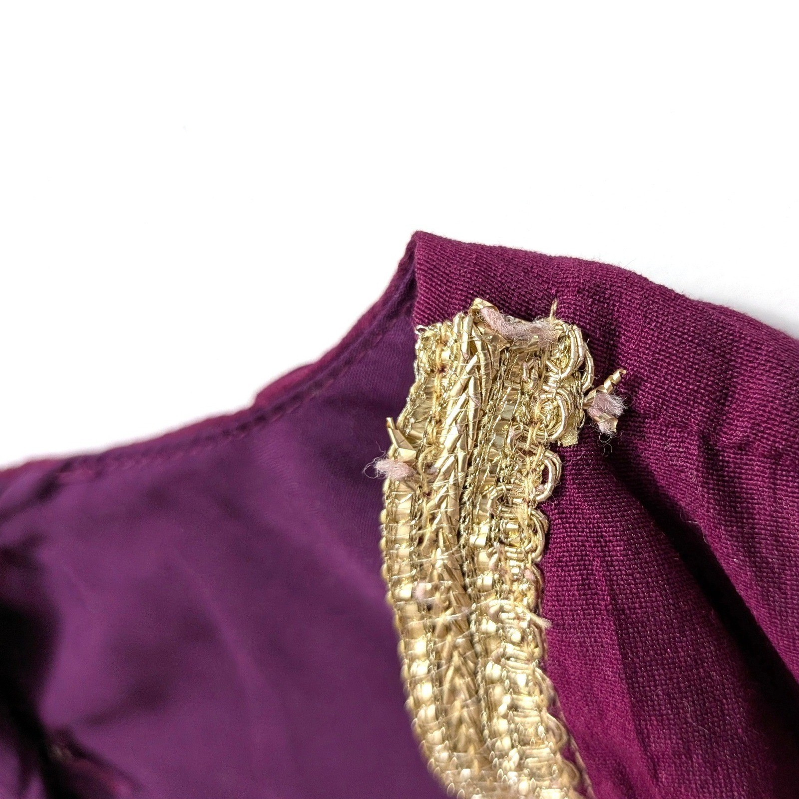 Indya Luxe Purple Plum with Gold Embroidery Sari Saree Blouse Crop Top Sz S NWT
