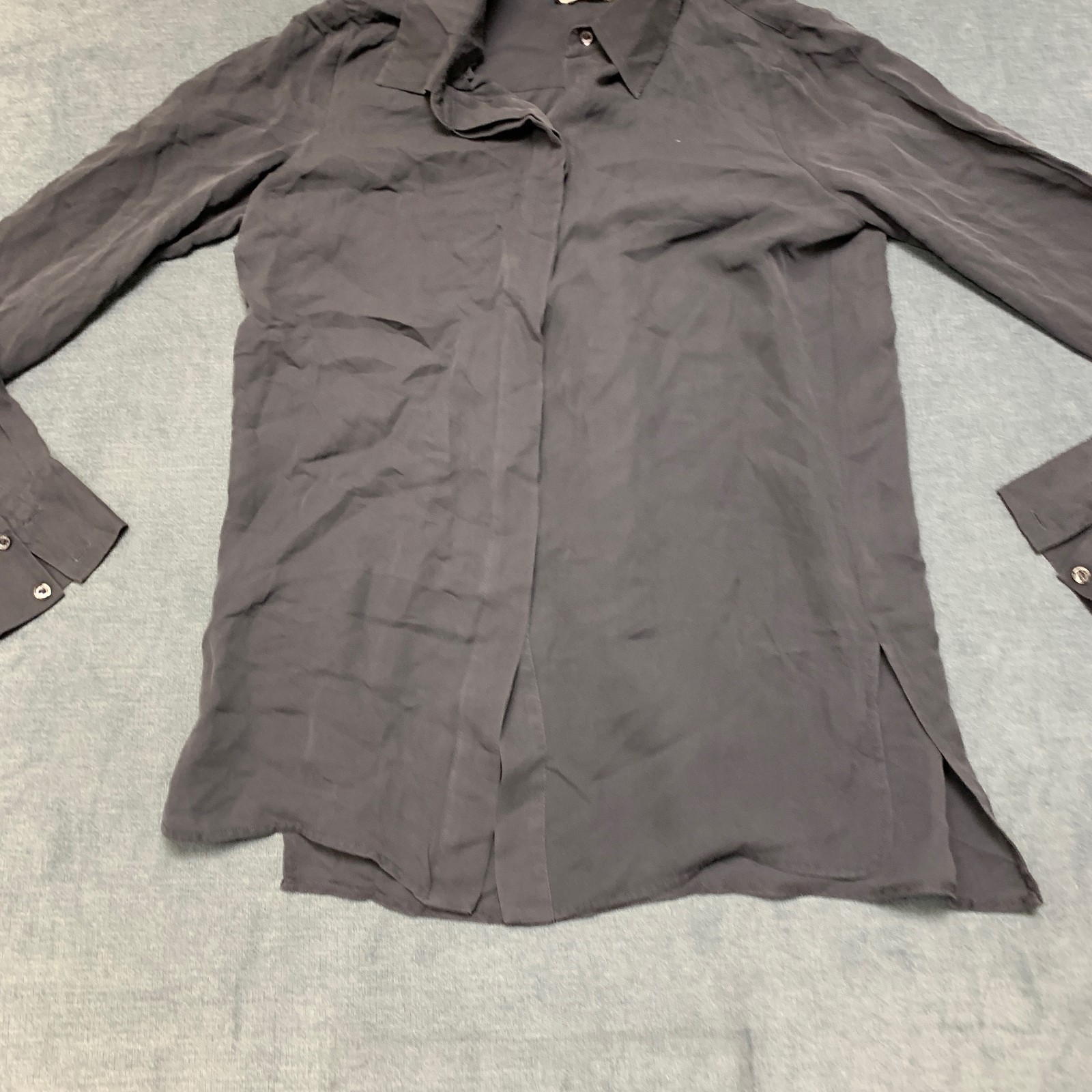 Vince Shirt Womens 4 Gray Casual Long Sleeve Collared Classic Button Front